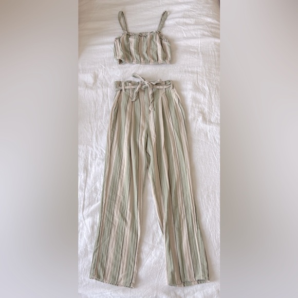 Amuse Society Pants - Amuse Society Catch My Drift Palm Green Womens Matching Set